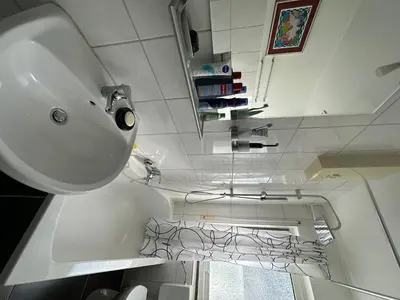 Ein Badezimmer in der Unterkunft Ferienwohnung auf Pferdehof