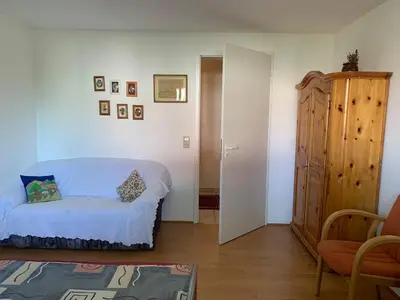 Ein Bett oder Betten in einem Zimmer der Unterkunft Haus Idylle Weindorf Duchroth - Helle Souterrain Ferienwohnung