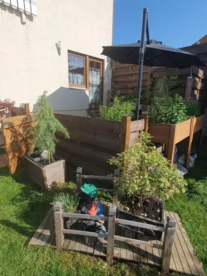 Ein Garten an der Unterkunft FeWo Weismark
