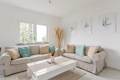Ein Sitzbereich in der Unterkunft Ferienhaus mit schöner Aussicht