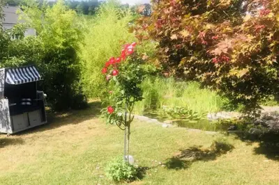 Ein Garten an der Unterkunft Modernes Ferienhaus Sauerblick