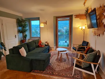 Ein Sitzbereich in der Unterkunft Voll ausgestattete Wohnung mit Moselblick