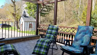 Ein Balkon oder eine Terrasse in der Unterkunft Ferienwohnungen Nohner Mühle