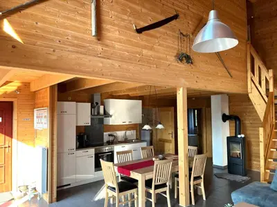 Küche/Küchenzeile in der Unterkunft 5 Sterne Ferienhaus Annika mit Kamin, Seeblick und großer Terrasse