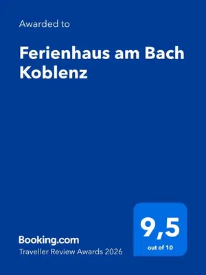 Ein Zertifikat, Auszeichnung, Logo oder anderes Dokument, das in der Unterkunft Ferienhaus am Bach Koblenz ausgestellt ist