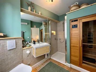 Ein Badezimmer in der Unterkunft Historisches Apartment Minimalus