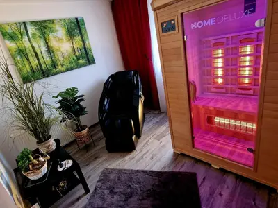 Ein Sitzbereich in der Unterkunft Mefady Ferienhaus Stadtkyll