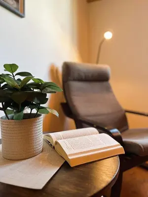 Ein Sitzbereich in der Unterkunft Deti's Ferienwohnung
