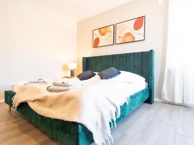 Ein Bett oder Betten in einem Zimmer der Unterkunft Design Apartment zentral für 6 in Andernach: Ausblick, WiFi, Küche