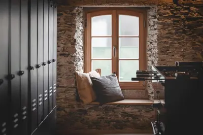 Ein Sitzbereich in der Unterkunft Klara Rooms