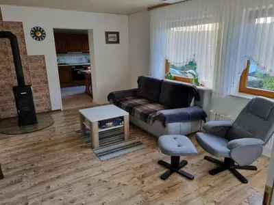 Ein Sitzbereich in der Unterkunft Ferienwohnung auf Kampen