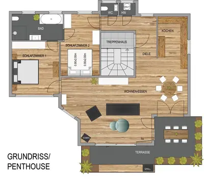 Grundriss der Unterkunft Penthouse Wohnung mit schönem Moselblick in Metternich