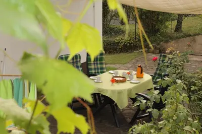 Ein Garten an der Unterkunft Ferienwohnung Haus Nahetal