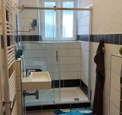 Ein Badezimmer in der Unterkunft Haus Rheinglück 