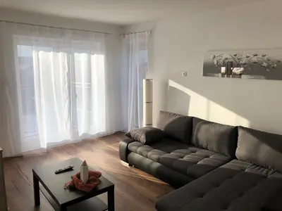 Ein Sitzbereich in der Unterkunft Fewo Rhein-Lahn Penthouse OG3-1