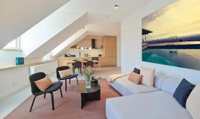 Ein Sitzbereich in der Unterkunft Style pur - Designer-Wohnung in Top-Lage im Zentrum! - Bis zu 3 Personen - Waschmaschine - gratis WLAN - Marvin Jeske Retreats