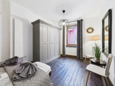 Ein Bett oder Betten in einem Zimmer der Unterkunft Rustikal trifft Modern, Bar Keller, Terrasse, 2 Schlafzimmer