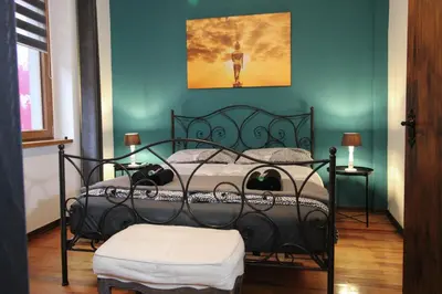 Ein Bett oder Betten in einem Zimmer der Unterkunft Rustikal trifft Modern, Bar Keller, Terrasse, 2 Schlafzimmer