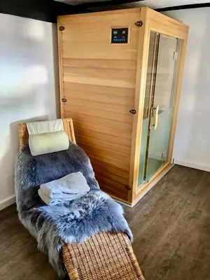Ein Bett oder Betten in einem Zimmer der Unterkunft Ferienhaus Eifel-Auszeit