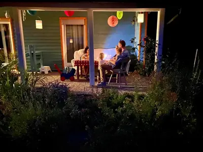 Gäste, die in der Unterkunft Haus am See mit fantastischem Blick übernachten