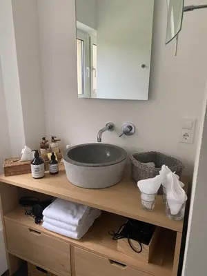 Ein Badezimmer in der Unterkunft Waldhaus