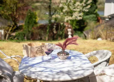 Ein Garten an der Unterkunft Villa Ardoise direkt an der Mosel zwischen Cochem und Koblenz