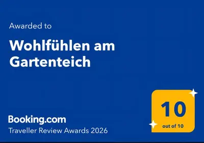 Ein Zertifikat, Auszeichnung, Logo oder anderes Dokument, das in der Unterkunft Wohlfühlen am Gartenteich ausgestellt ist