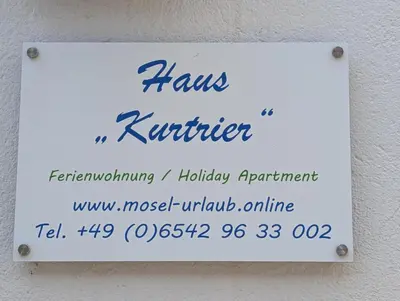 Ein Zertifikat, Auszeichnung, Logo oder anderes Dokument, das in der Unterkunft Haus Kurtrier ausgestellt ist