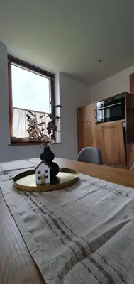Küche/Küchenzeile in der Unterkunft Ferienhaus Moselnest -Brauneberg - freistehend - klimatisiert