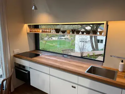 Küche/Küchenzeile in der Unterkunft Tinyhouse Minimalus III mit Whirlpool im Grünen