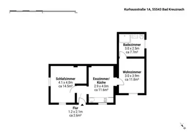 Grundriss der Unterkunft Altstadt Apartment am Wasser mit großem Garten