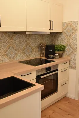 Küche/Küchenzeile in der Unterkunft Ferienwohnung Waldborn-Suite an der Mosel