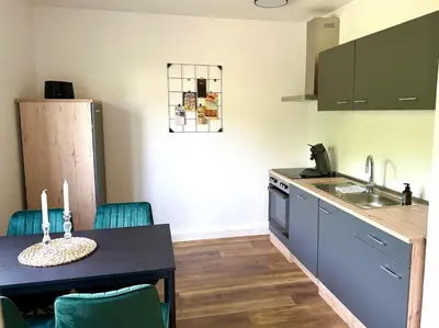 Küche/Küchenzeile in der Unterkunft Ferienwohnung an der Eisdiele