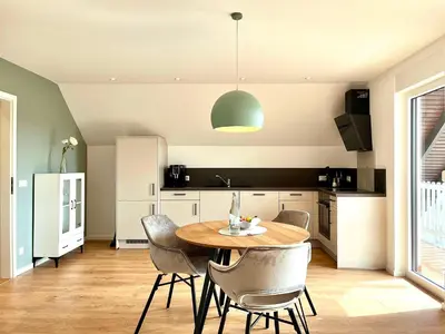 Küche/Küchenzeile in der Unterkunft Ferienwohnung 1595 im Weingut Botzet
