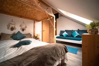 Ein Bett oder Betten in einem Zimmer der Unterkunft Alte Scheune