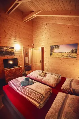 Ein Bett oder Betten in einem Zimmer der Unterkunft Waldsee Glück
