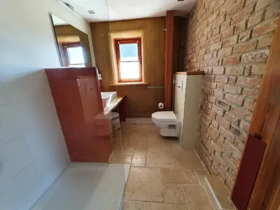 Ein Badezimmer in der Unterkunft Halmhaus