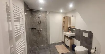 Ein Badezimmer in der Unterkunft Urlaub am Rhein, Ferienwohnung mit Garten