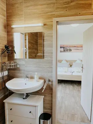 Ein Badezimmer in der Unterkunft Haus Marksburg