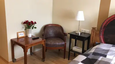 Ein Sitzbereich in der Unterkunft Rheinliebe Bistro und Pension