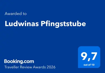 Ein Zertifikat, Auszeichnung, Logo oder anderes Dokument, das in der Unterkunft Ludwinas Pfingststube ausgestellt ist