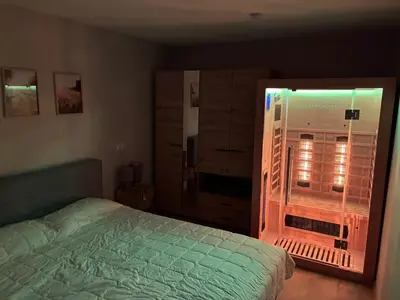Ein Bett oder Betten in einem Zimmer der Unterkunft Rheintraum Soutterain Wohnung mit Sauna