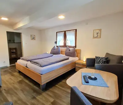 Ein Bett oder Betten in einem Zimmer der Unterkunft Ferienhaus Fachwerkhaus mit Charme - 71818