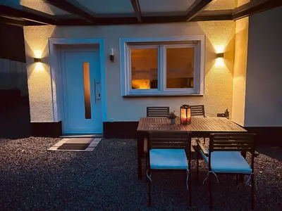 Ein Sitzbereich in der Unterkunft Ferienwohnung in der Hardt