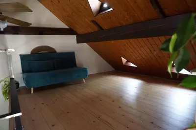 Ein Sitzbereich in der Unterkunft Ferienhaus Glücksnest