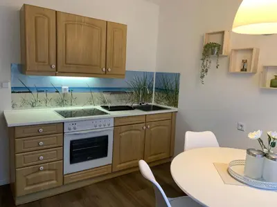 Küche/Küchenzeile in der Unterkunft Ferienwohnung am Lahnpark