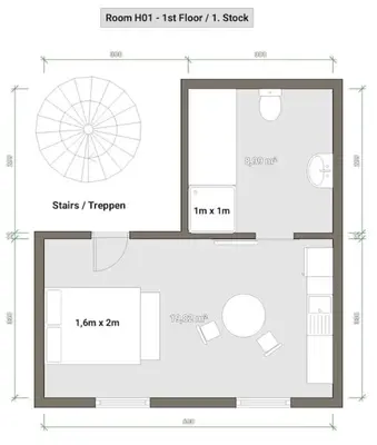Grundriss der Unterkunft I Gemütliches 1-Zimmer-Apartment & eigenes Bad I