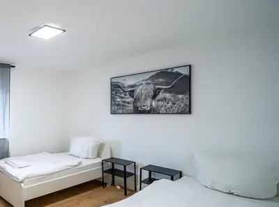 Ein Bett oder Betten in einem Zimmer der Unterkunft WW01 - Monteurwohnung Koblenz 2 Bedrooms - 4P
