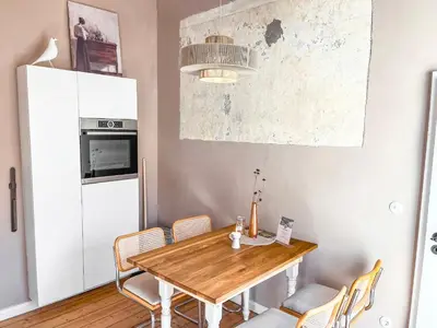Küche/Küchenzeile in der Unterkunft Minimalus Koblenz Apartment I mit Whirlpool