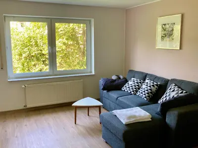 Ein Sitzbereich in der Unterkunft Ferienwohnung Pützbachtal